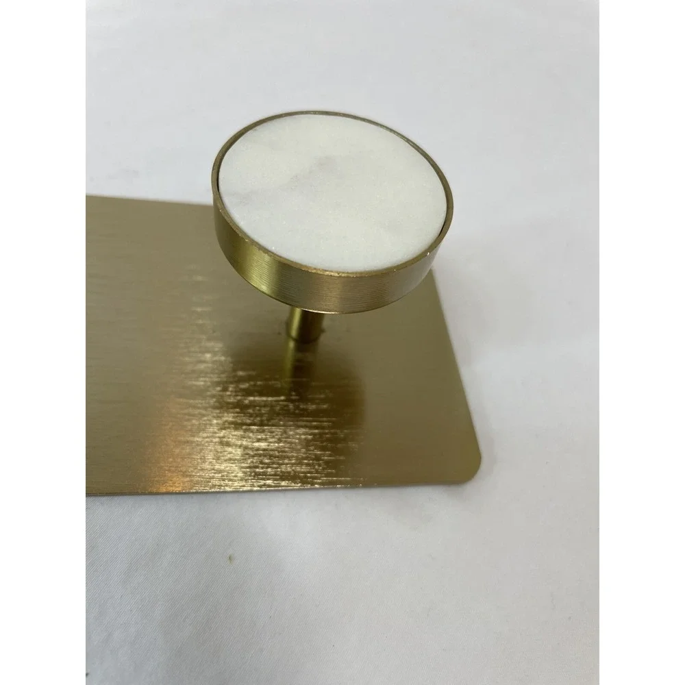 Bed Bath & Beyond Gold Matte Metal Faux Marble‎ 3 Hook Wall Mounted Robe Hooks